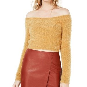 Project 28 NYC Gold Tan Eyelash Pullover Cropped Sweater XL